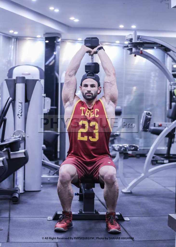 پشت بازو دمبل نشسته ( پشت بازو فرانسوی )