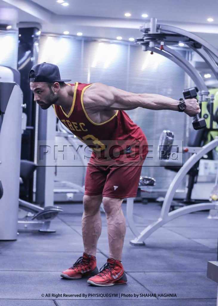 پشت بازو دمبل کیک بک به صورت خم فیزیک پرو