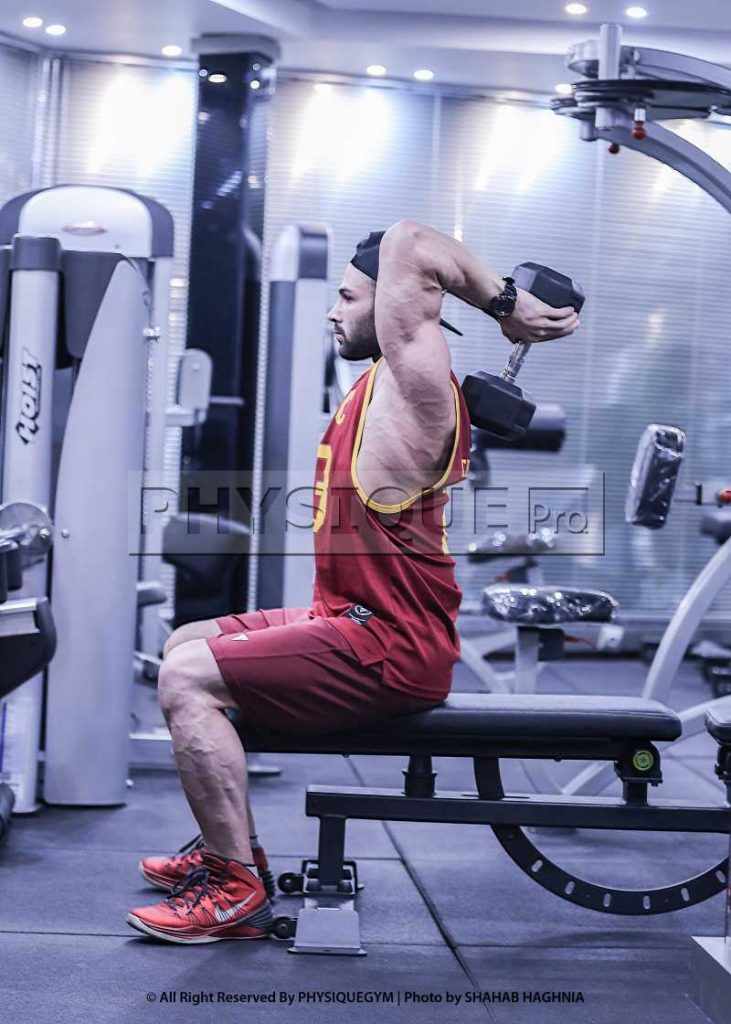 پشت بازو دمبل نشسته ( پشت بازو فرانسوی )