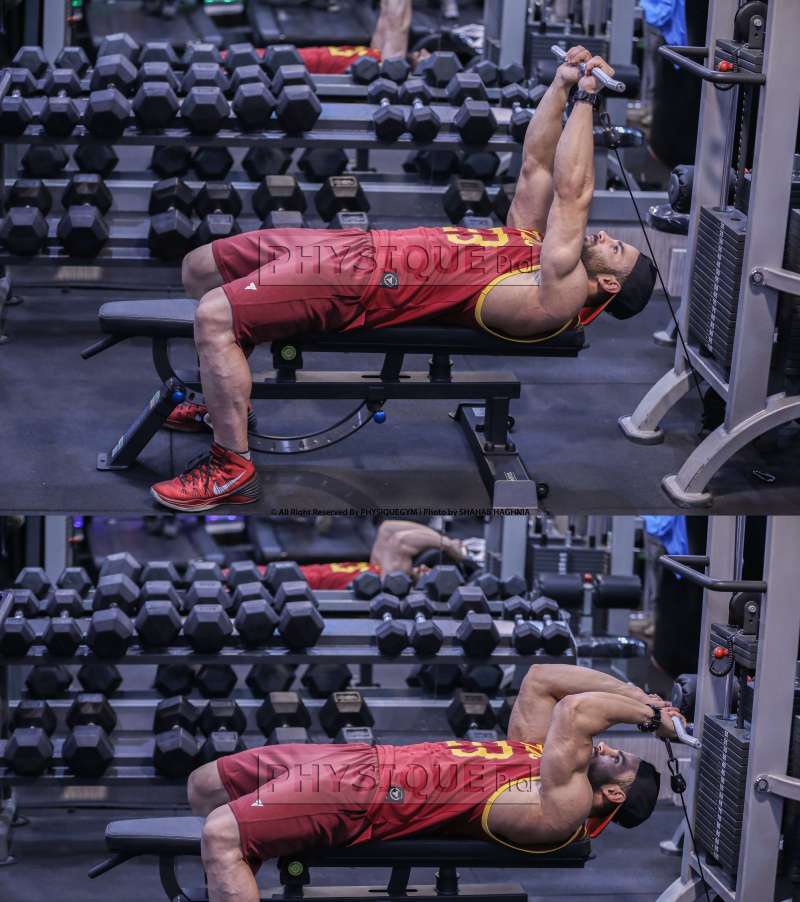 آموزش حرکت پشت بازو كابل خوابيده (ديدگاه كابل خوابيده)